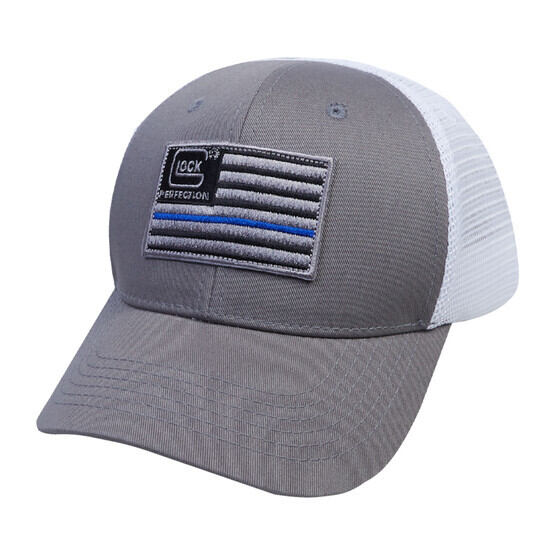 GLOCK Blue Line Flag Hat in grey, front view